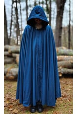 Cloakmakers.com 5876-Washable Blue Teal Wool Blend Cloak w/ Black Velvet Hood Lining