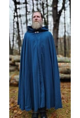 Cloakmakers.com 5876-Washable Blue Teal Wool Blend Cloak w/ Black Velvet Hood Lining