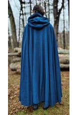 Cloakmakers.com 5876-Washable Blue Teal Wool Blend Cloak w/ Black Velvet Hood Lining