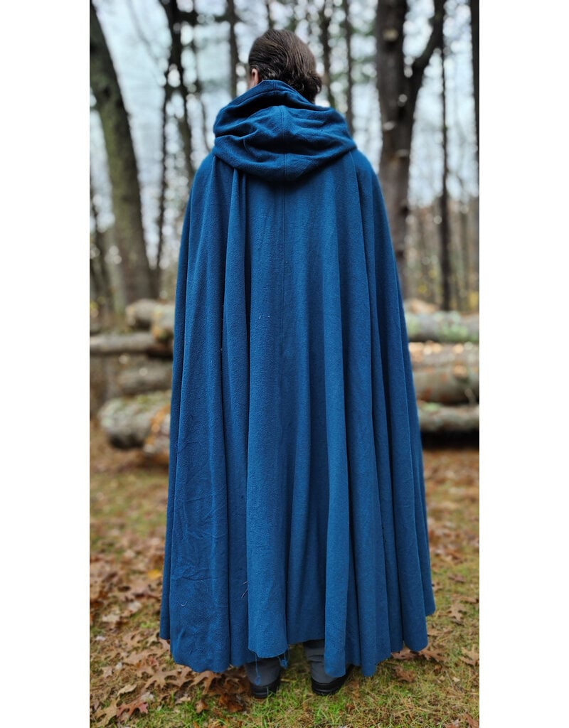 Cloakmakers.com 5876-Washable Blue Teal Wool Blend Cloak w/ Black Velvet Hood Lining