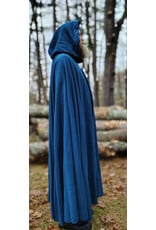 Cloakmakers.com 5876-Washable Blue Teal Wool Blend Cloak w/ Black Velvet Hood Lining