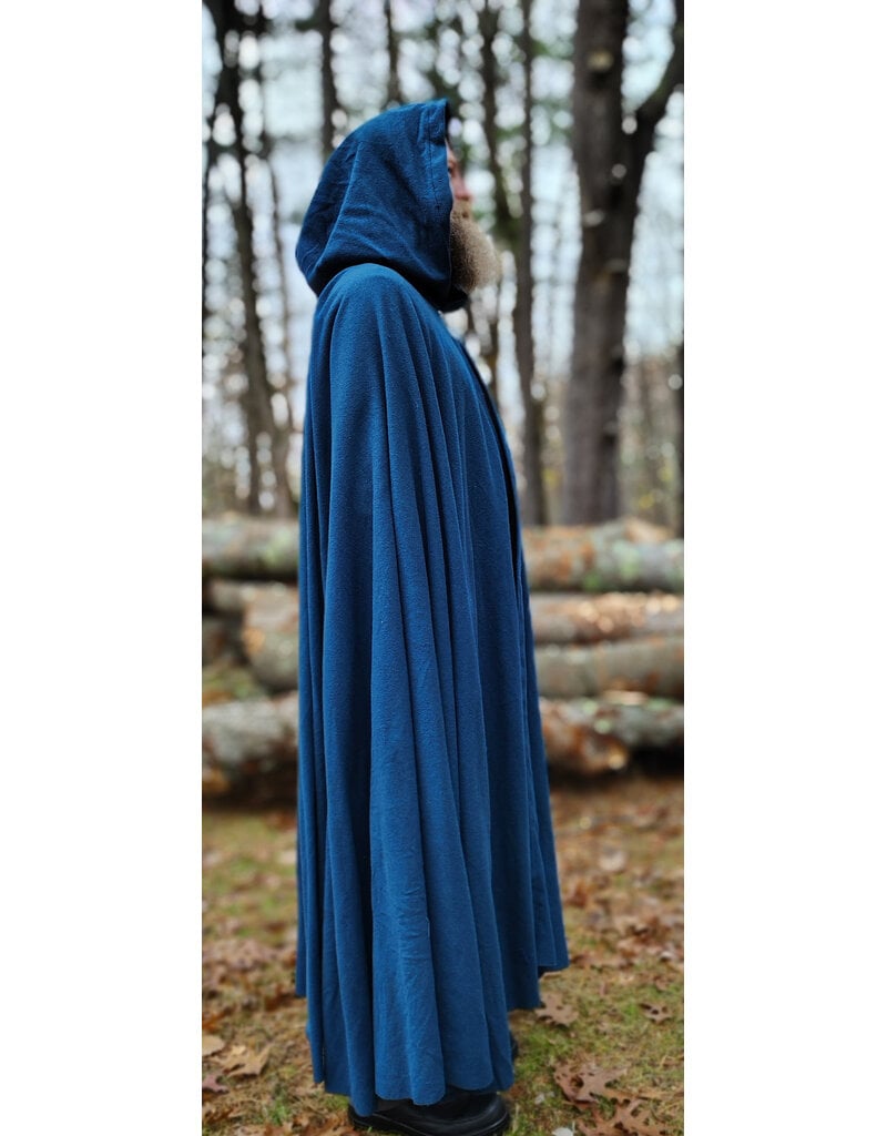 Cloakmakers.com 5876-Washable Blue Teal Wool Blend Cloak w/ Black Velvet Hood Lining