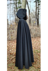Cloakmakers.com 5877-Long Black Wool Blend Cloak w/ Burnt Gold Hood Lining & Battle Axes Clasp