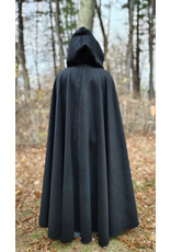 Cloakmakers.com 5877-Long Black Wool Blend Cloak w/ Burnt Gold Hood Lining & Battle Axes Clasp