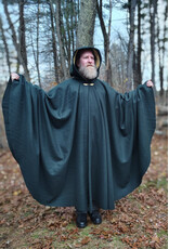 Cloakmakers.com 5878-Dark Green Wool Blend Cloak w/ Oak Leaf Clasp & Gold Velvet Hood Lining
