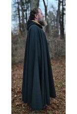Cloakmakers.com 5878-Dark Green Wool Blend Cloak w/ Oak Leaf Clasp & Gold Velvet Hood Lining