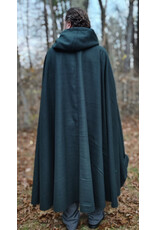 Cloakmakers.com 5878-Dark Green Wool Blend Cloak w/ Oak Leaf Clasp & Gold Velvet Hood Lining