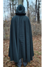Cloakmakers.com 5878-Dark Green Wool Blend Cloak w/ Oak Leaf Clasp & Gold Velvet Hood Lining