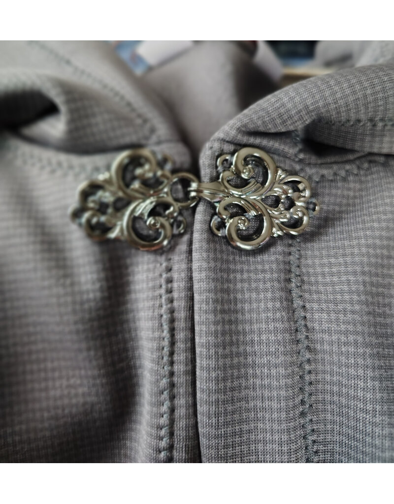Cloakmakers.com 5879-Washable Grey Hard Faced Fleece Cloak w/ Silver Tone Clasp