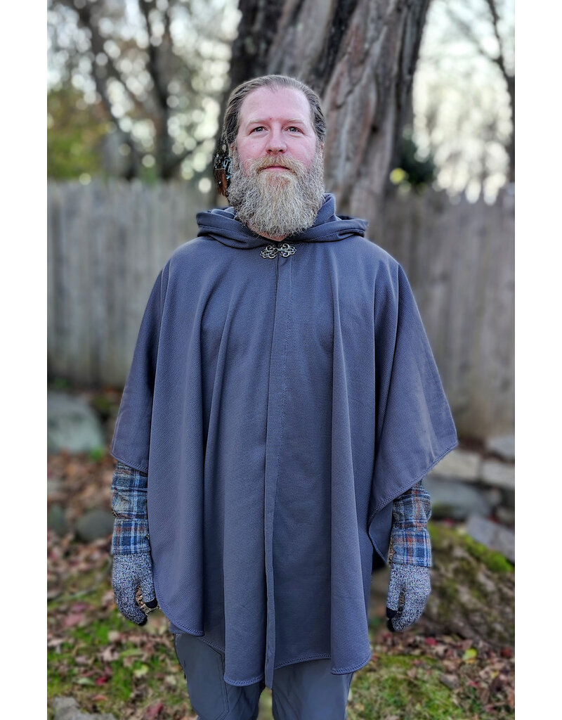 Cloakmakers.com 5879-Washable Grey Hard Faced Fleece Cloak w/ Silver Tone Clasp