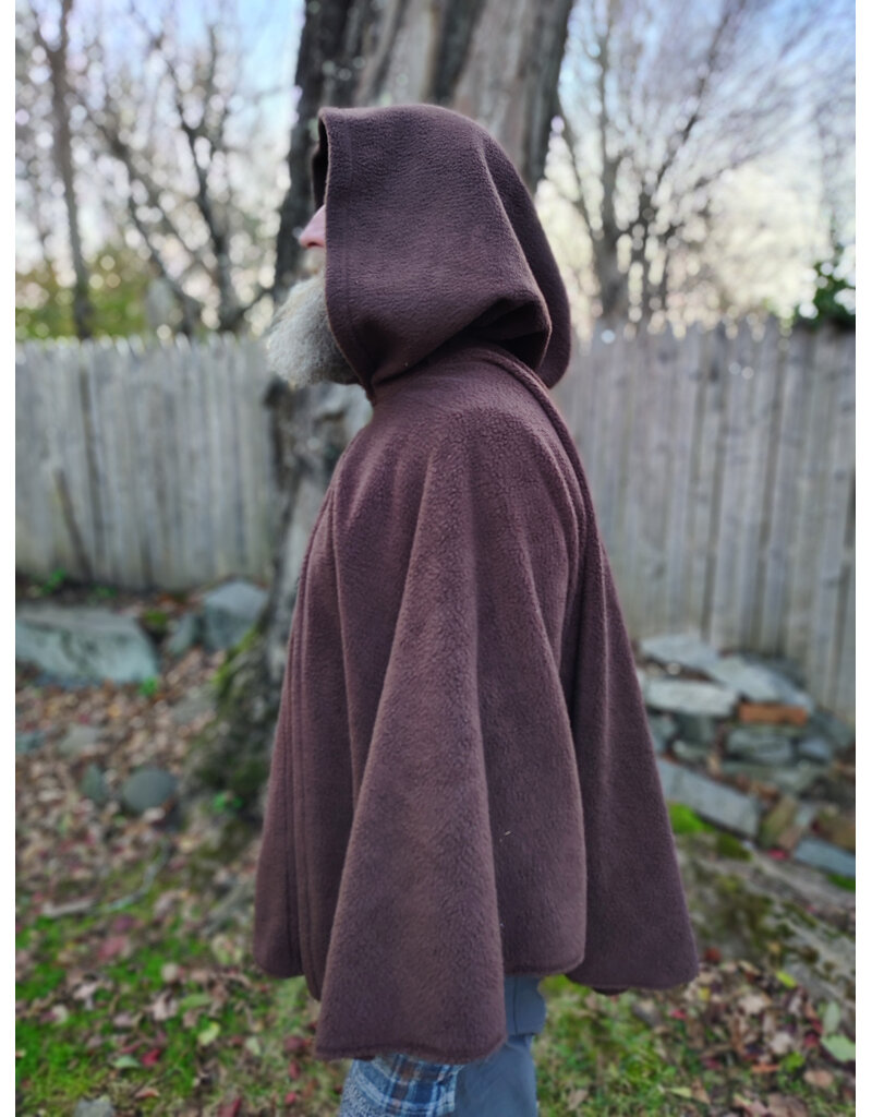 Cloakmakers.com 5880-Washable Brown Fleece Cloak w/ Antiqued Bronze Tone Clasp