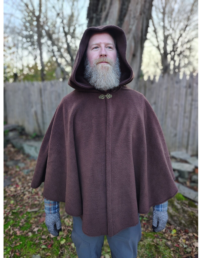 Cloakmakers.com 5880-Washable Brown Fleece Cloak w/ Antiqued Bronze Tone Clasp