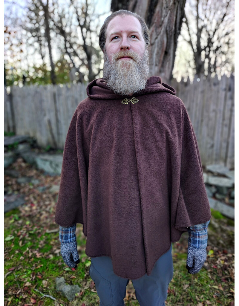 Cloakmakers.com 5880-Washable Brown Fleece Cloak w/ Antiqued Bronze Tone Clasp