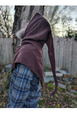 Cloakmakers.com H548-Washable Brown Fleece Hooded Cowl w/ Owl & Moon Embroidery & Liripipe