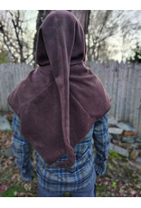 Cloakmakers.com H548-Washable Brown Fleece Hooded Cowl w/ Owl & Moon Embroidery & Liripipe