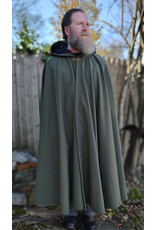 Cloakmakers.com 5883-Washable Moss Green Raincloak w/ Black Fleece Interior & Antiqued Bronze Clasp