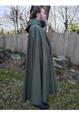 Cloakmakers.com 5883-Washable Moss Green Raincloak w/ Black Fleece Interior & Antiqued Bronze Clasp