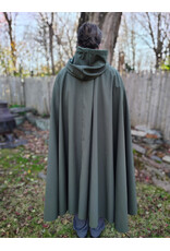 Cloakmakers.com 5883-Washable Moss Green Raincloak w/ Black Fleece Interior & Antiqued Bronze Clasp