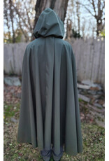 Cloakmakers.com 5883-Washable Moss Green Raincloak w/ Black Fleece Interior & Antiqued Bronze Clasp