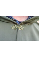 Cloakmakers.com 5883-Washable Moss Green Raincloak w/ Black Fleece Interior & Antiqued Bronze Clasp