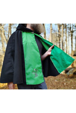 Cloakmakers.com 5885-Washable Black & Green Faux Wool Cloak w/ Dragon Embroidery & Pockets