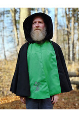 Cloakmakers.com 5885-Washable Black & Green Faux Wool Cloak w/ Dragon Embroidery & Pockets
