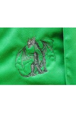Cloakmakers.com 5885-Washable Black & Green Faux Wool Cloak w/ Dragon Embroidery & Pockets