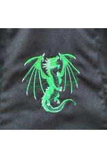 Cloakmakers.com 5885-Washable Black & Green Faux Wool Cloak w/ Dragon Embroidery & Pockets