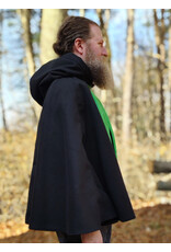 Cloakmakers.com 5885-Washable Black & Green Faux Wool Cloak w/ Dragon Embroidery & Pockets
