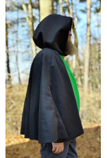 Cloakmakers.com 5885-Washable Black & Green Faux Wool Cloak w/ Dragon Embroidery & Pockets