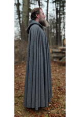 Cloakmakers.com 5886-Washable Black & White Houndstooth Wool Blend Cloak w/ Black Velvet Hood Lining & Silver Tone Clasp
