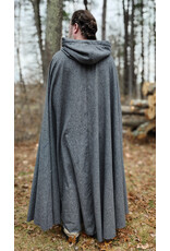 Cloakmakers.com 5886-Washable Black & White Houndstooth Wool Blend Cloak w/ Black Velvet Hood Lining & Silver Tone Clasp