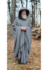 Cloakmakers.com 5886-Washable Black & White Wool Blend Cloak w/ Black Velvet Hood Lining & Silver Tone Clasp