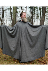 Cloakmakers.com 5886-Washable Black & White Wool Blend Cloak w/ Black Velvet Hood Lining & Silver Tone Clasp