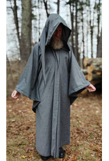 Cloakmakers.com R573-Washable Grey Wool Blend Robe w/ Liripipe Hood & Drop Sleeves