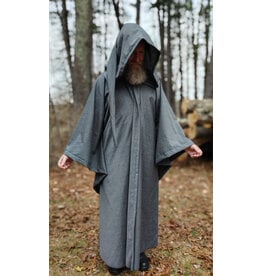 Cloakmakers.com R573-Washable Grey Wool Blend Robe w/ Liripipe Hood & Drop Sleeves