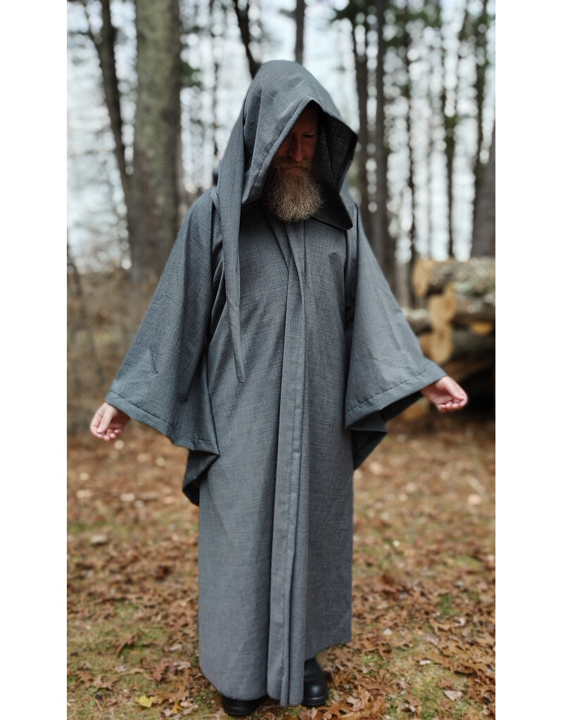 Cloakmakers.com R573-Washable Grey Wool Blend Robe w/ Liripipe Hood & Drop Sleeves