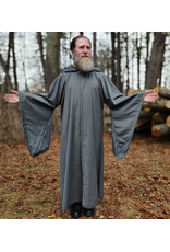 Cloakmakers.com R573-Washable Grey Wool Blend Robe w/ Liripipe Hood & Drop Sleeves