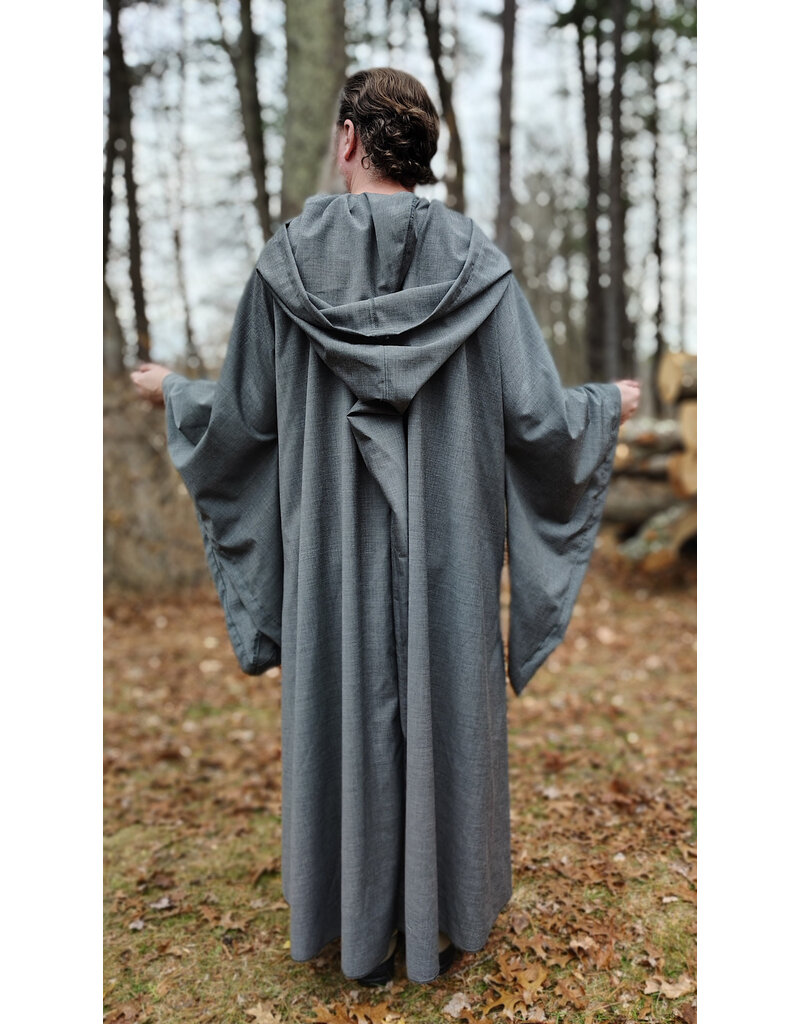Cloakmakers.com R573-Washable Grey Wool Blend Robe w/ Liripipe Hood & Drop Sleeves