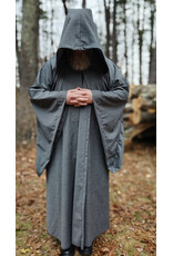 Cloakmakers.com R573-Washable Grey Wool Blend Robe w/ Liripipe Hood & Drop Sleeves