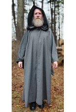 Cloakmakers.com R573-Washable Grey Wool Blend Robe w/ Liripipe Hood & Drop Sleeves