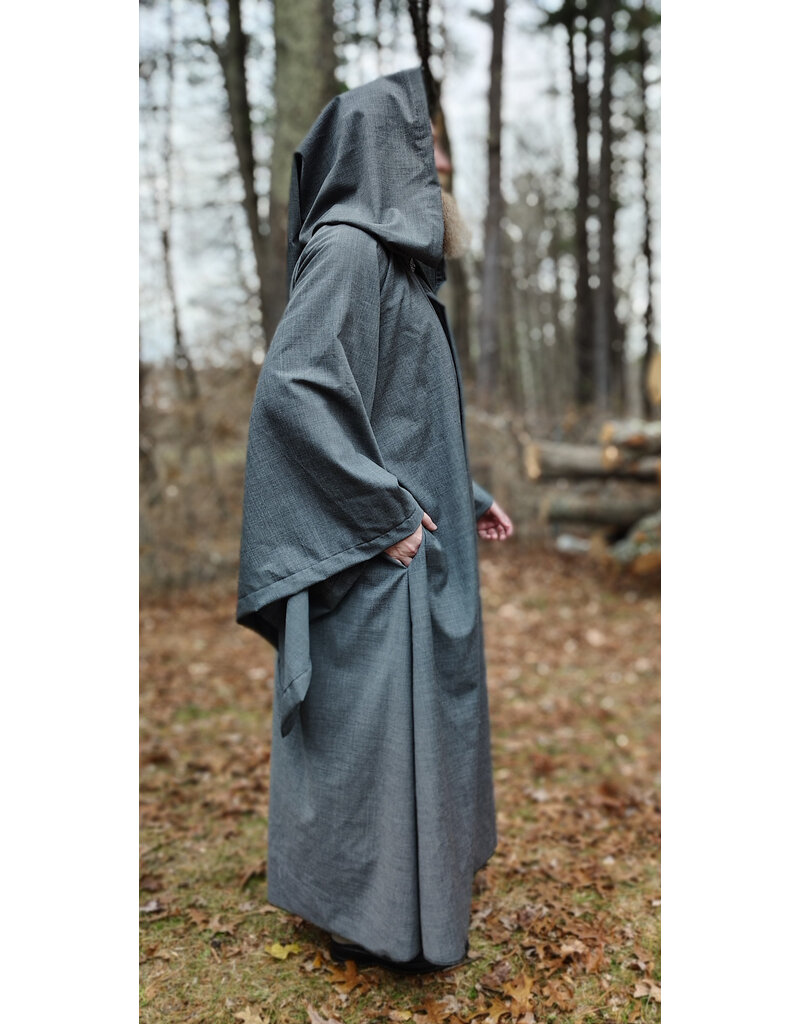 Cloakmakers.com R573-Washable Grey Wool Blend Robe w/ Liripipe Hood & Drop Sleeves