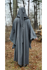 Cloakmakers.com R573-Washable Grey Wool Blend Robe w/ Liripipe Hood & Drop Sleeves