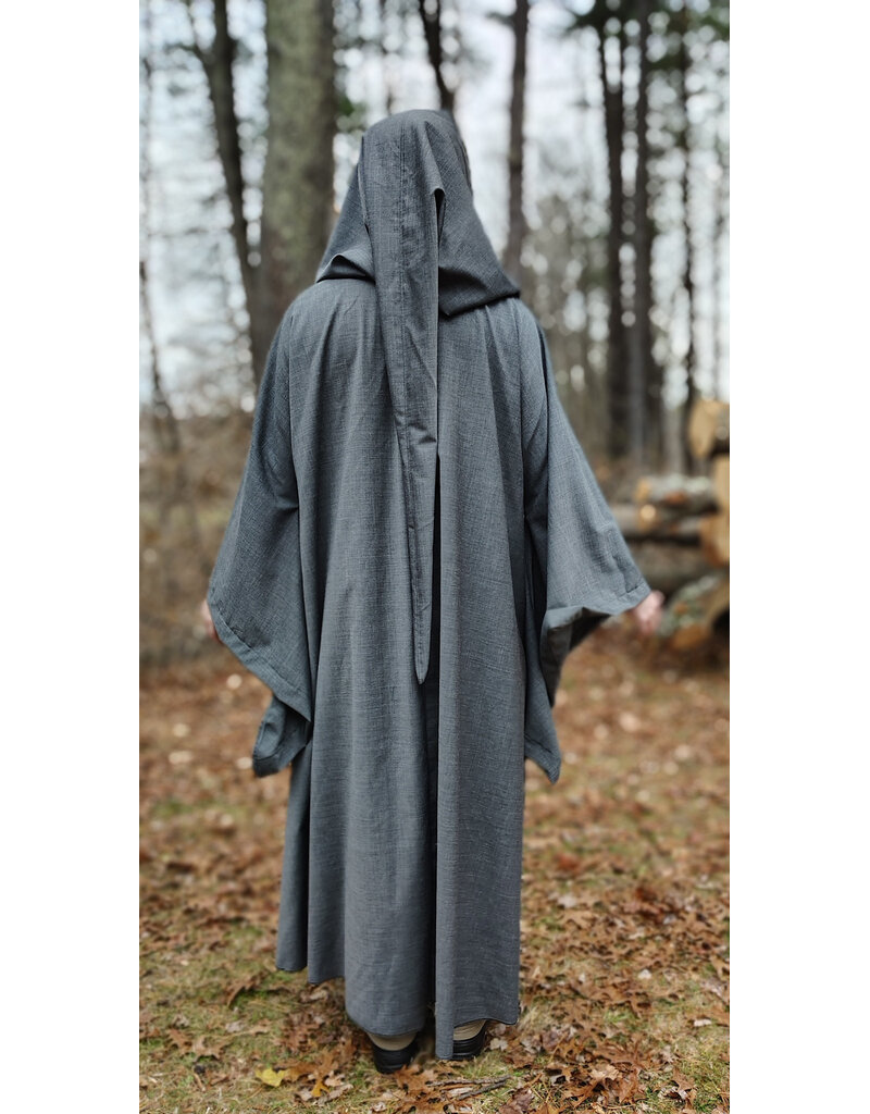 Cloakmakers.com R573-Washable Grey Wool Blend Robe w/ Liripipe Hood & Drop Sleeves