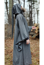 Cloakmakers.com R573-Washable Grey Wool Blend Robe w/ Liripipe Hood & Drop Sleeves