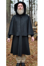 Cloakmakers.com 5887-Black Wool Blend Inverness Coat w/ Black Velvet Hood Lining