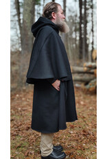 Cloakmakers.com 5887-Black Wool Blend Inverness Coat w/ Black Velvet Hood Lining