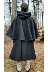 Cloakmakers.com 5887-Black Wool Blend Inverness Coat w/ Black Velvet Hood Lining