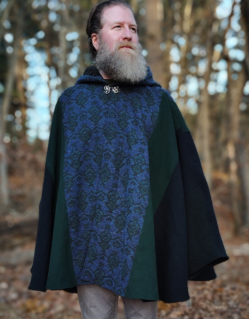 Cloakmakers.com 5888-Washable Multi-Color Wool Blend Cloak w/ Celtic Snakes Clasp