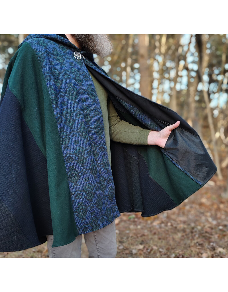 Cloakmakers.com 5888-Washable Multi-Color Wool Blend Cloak w/ Celtic Snakes Clasp
